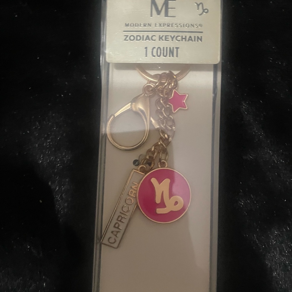 Modern Expressions Gold and Pink Zodiac Keychain